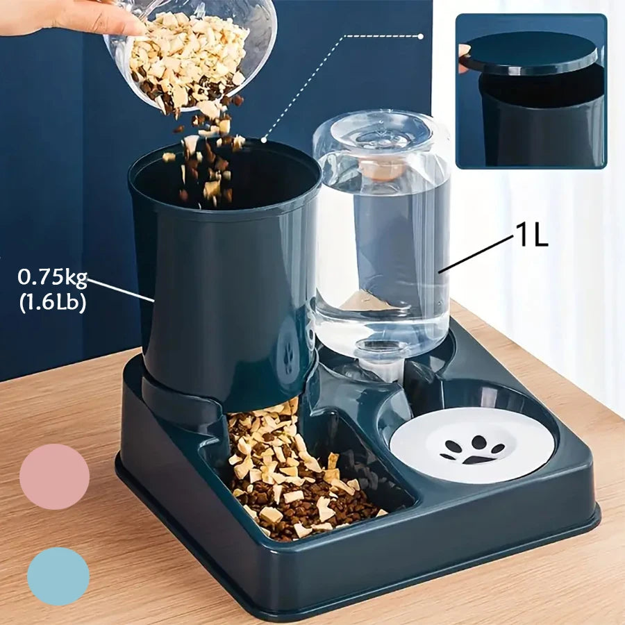 Automatic 2-in-1 Gravity Pet Feeder & Water Dispenser — Tilted Food and Waterer for Cats & Small Dogs