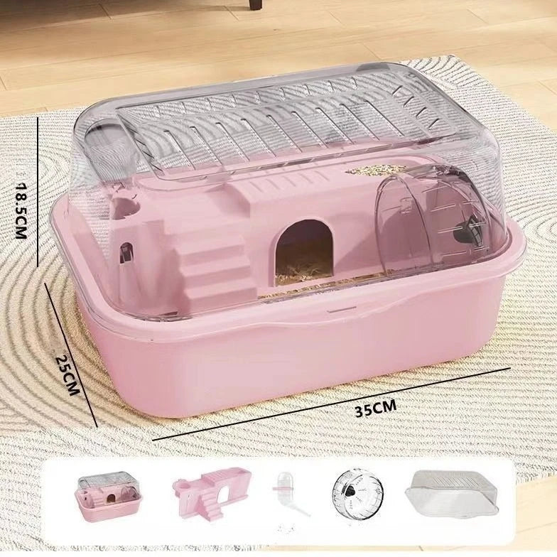 Large Chew-Proof Hamster Cage with Openable Top and Acrylic Panels – Solid Small Pet Habitat