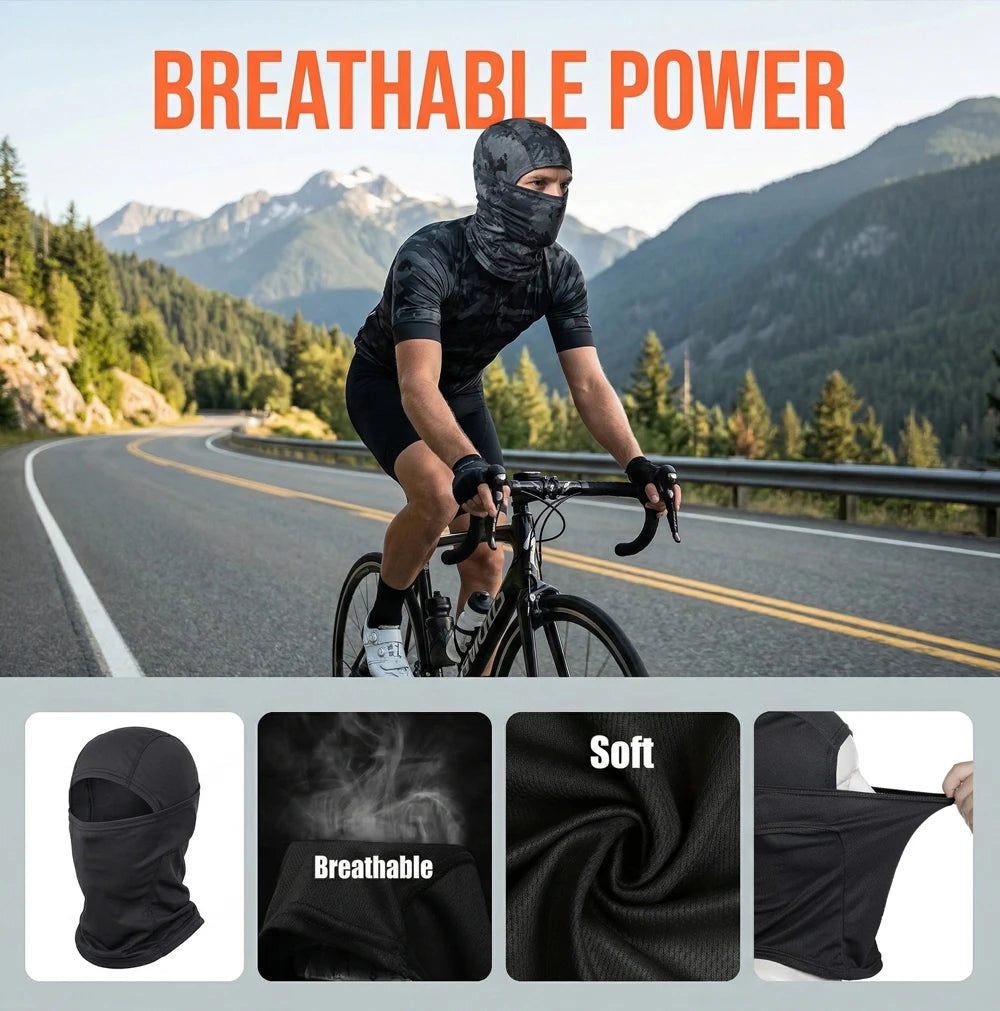 Unisex Breathable Summer Balaclava - Elastic Full-Face Mask Scarf with UV Sun Protection for Cycling, Hiking, Fishing & Skiing