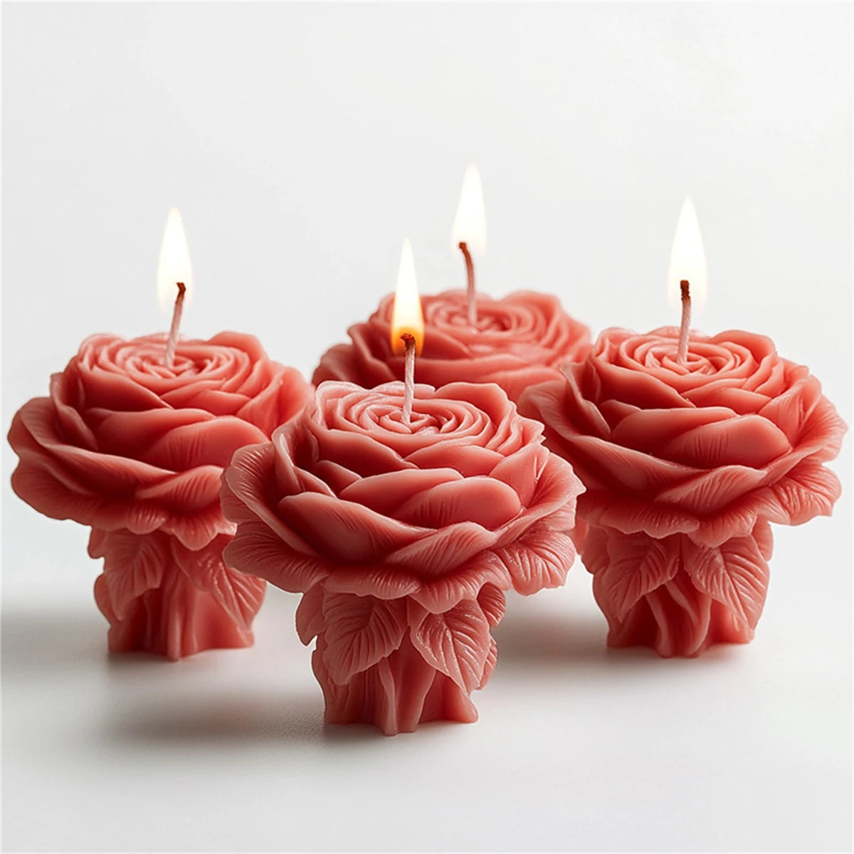 3D Rose Pillar Silicone Candle Mold – Geometric Flower Column for DIY Candles, Soap & Plaster Crafts