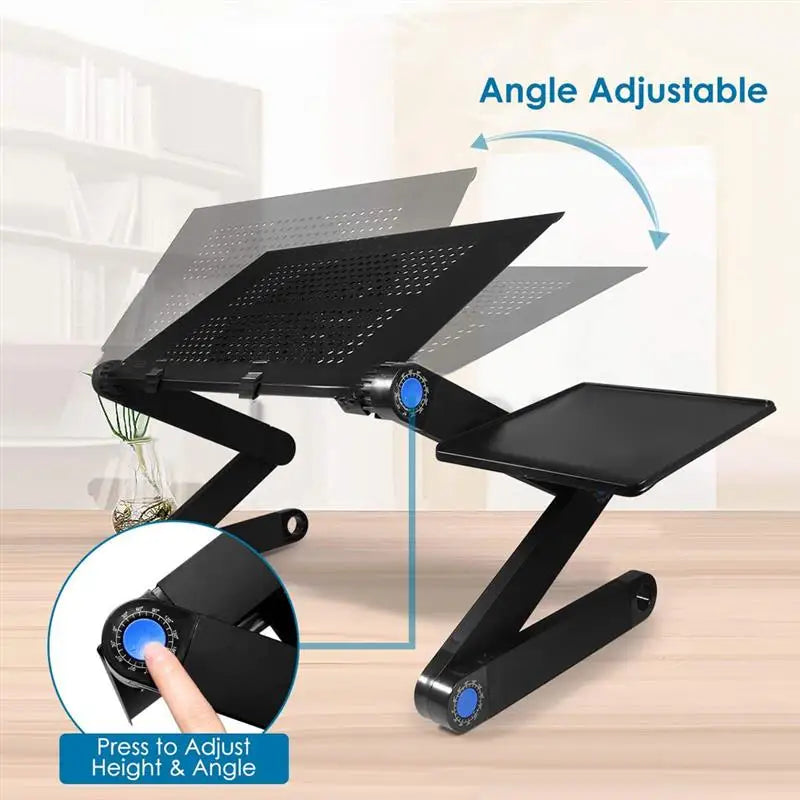 Adjustable Aluminum Laptop Desk with Mouse Pad – Portable Ergonomic Bed & Sofa Lapdesk, Fits 13–17 in (33–43 cm) Laptops