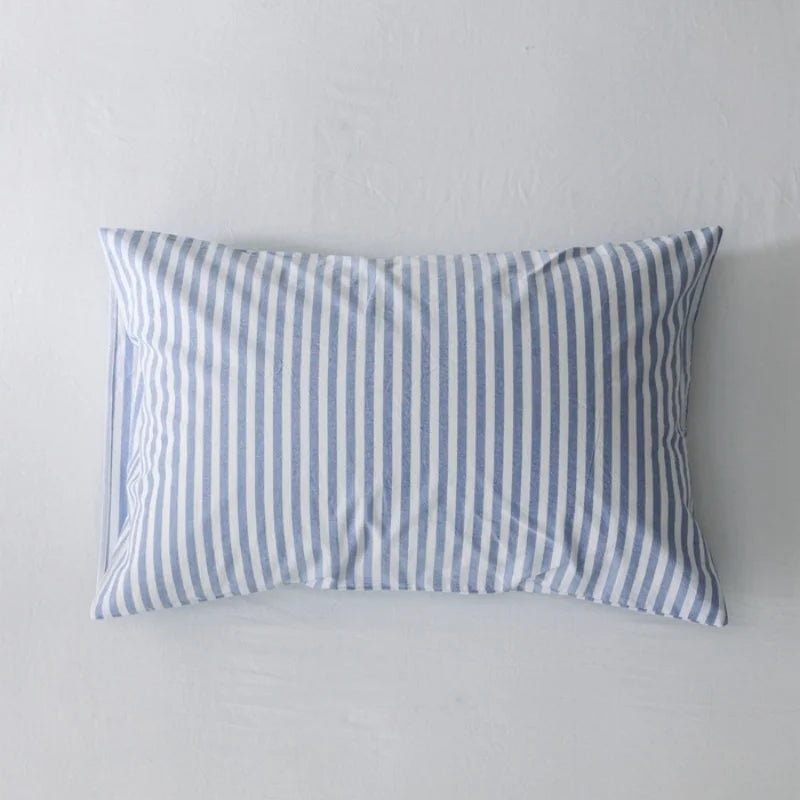 Washed Cotton Striped Pillowcase - 100% Cotton Envelope Pillow Cover, Breathable, 48 x 74 cm (19 x 29 in) - Single