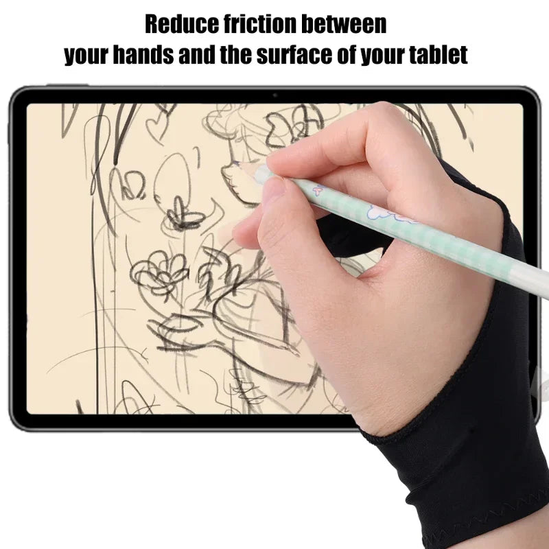 Two-Finger Drawing Glove — Anti-Smudge Palm Rejection Artist Glove for Graphics Tablets & iPad (1/2/4 Pack)