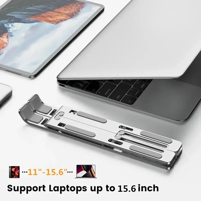 Portable Foldable Aluminum Laptop Stand – Adjustable Notebook Holder for MacBook Air/Pro & Laptops