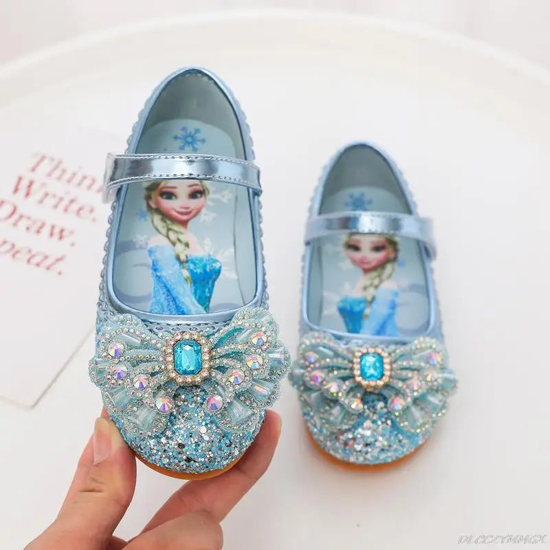 Girls Princess Crystal Flower Soft-Bottom Baby Shoes - PU Leather Flat Toddler Shoes