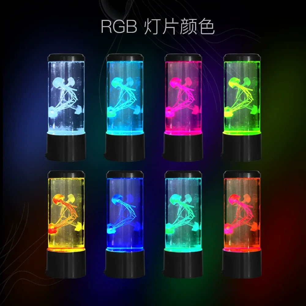 LED Jellyfish Night Light with Remote — 8-Color USB Mood Lamp for Home, Aquarium & Desk