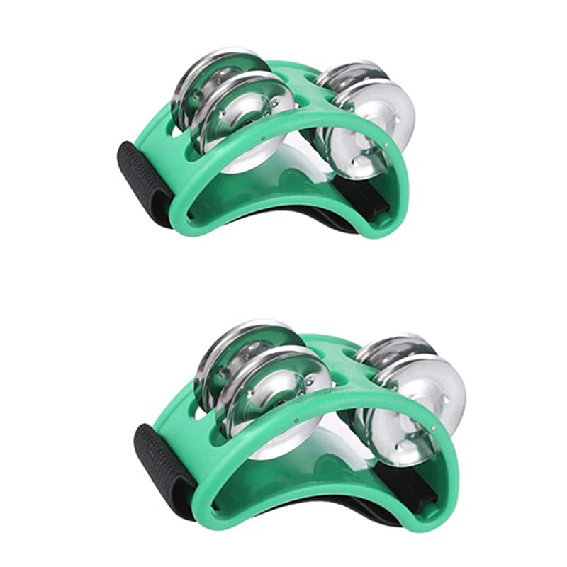 2-Pack Elliptical Hand & Foot Jingle Drum Tambourines – Kids Musical Percussion Instrument for Party & Music Education