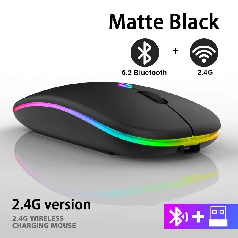 Wireless Bluetooth Gaming Mouse - RGB LED Backlit Rechargeable Ergonomic Mouse, Up to 3600 DPI for PC & Laptop