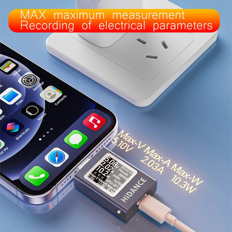 13-in-1 USB-C DC Power Meter Tester 4.5–50V 0–12A PD3.1 PPS QC Fast Charge Ammeter