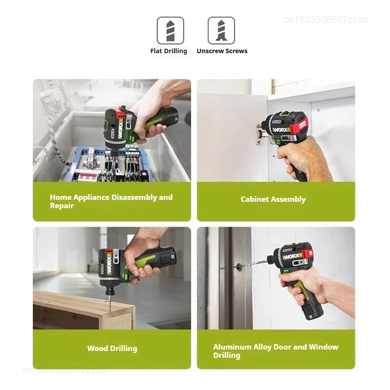 Cordless Brushless Impact Driver Drill, Rechargeable High-Torque Screwdriver with Metal Chuck, DIY Power Tool