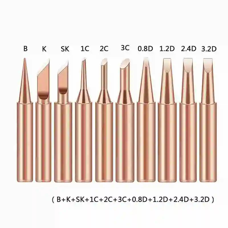 10-Piece Copper-Plated Soldering Iron Tips Set – High-Temperature Welding Tips for Electric Soldering Irons