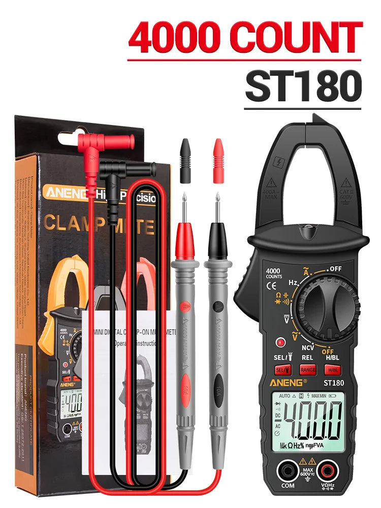 Digital AC Clamp Meter 4000 Counts Multimeter – AC/DC Voltage & Current Tester with NCV, Capacitance, Frequency, Ohms