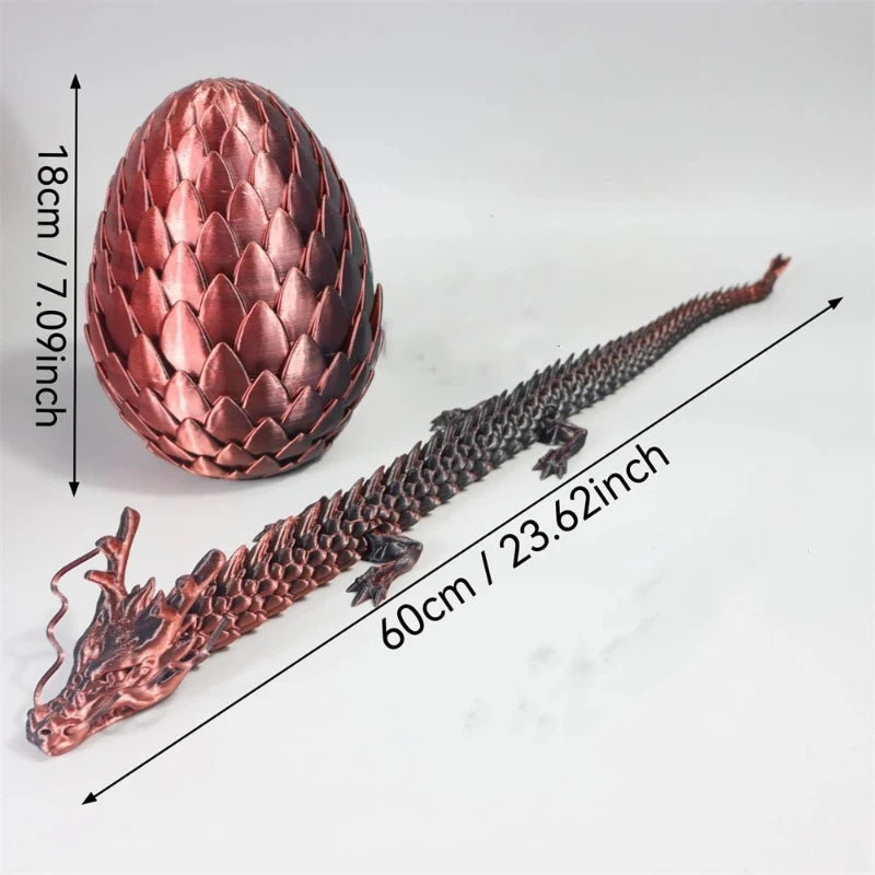2-Pack 3D Printed Egg Dragon Figurines — 18 cm (7.1 in) & 60 cm (23.6 in) Decorative Statues for Home, Party & Christmas Gifts