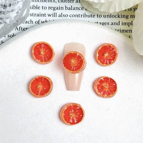 20pcs Lemon Resin Nail Charms – Mini Fruit Slice Nail Art Decorations, 11 x 12 mm (0.43 x 0.47 in) Mixed Colors