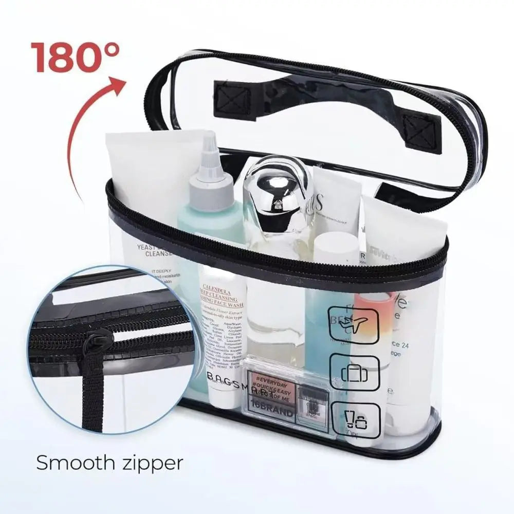 Clear Waterproof Travel Toiletry Bag - Large PVC Cosmetic Organizer 8.5 x 6.3 x 3.1 in (21.6 x 16 x 7.8 cm)