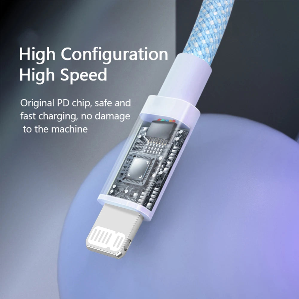 PD 20W USB-C to Lightning Fast Charging Cable for iPhone & iPad — Nylon Braided 3A, 480Mbps, 1/1.5/2m (3.3/5/6.6ft)