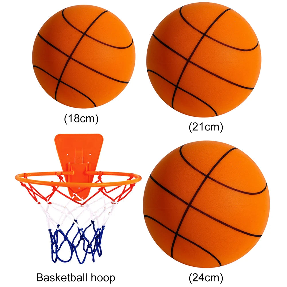 Kids Silent Foam Basketball - Indoor Squeezable Bounce Ball (No.3 / No.5 / No.7, 7–9.5 in | 18–24 cm)