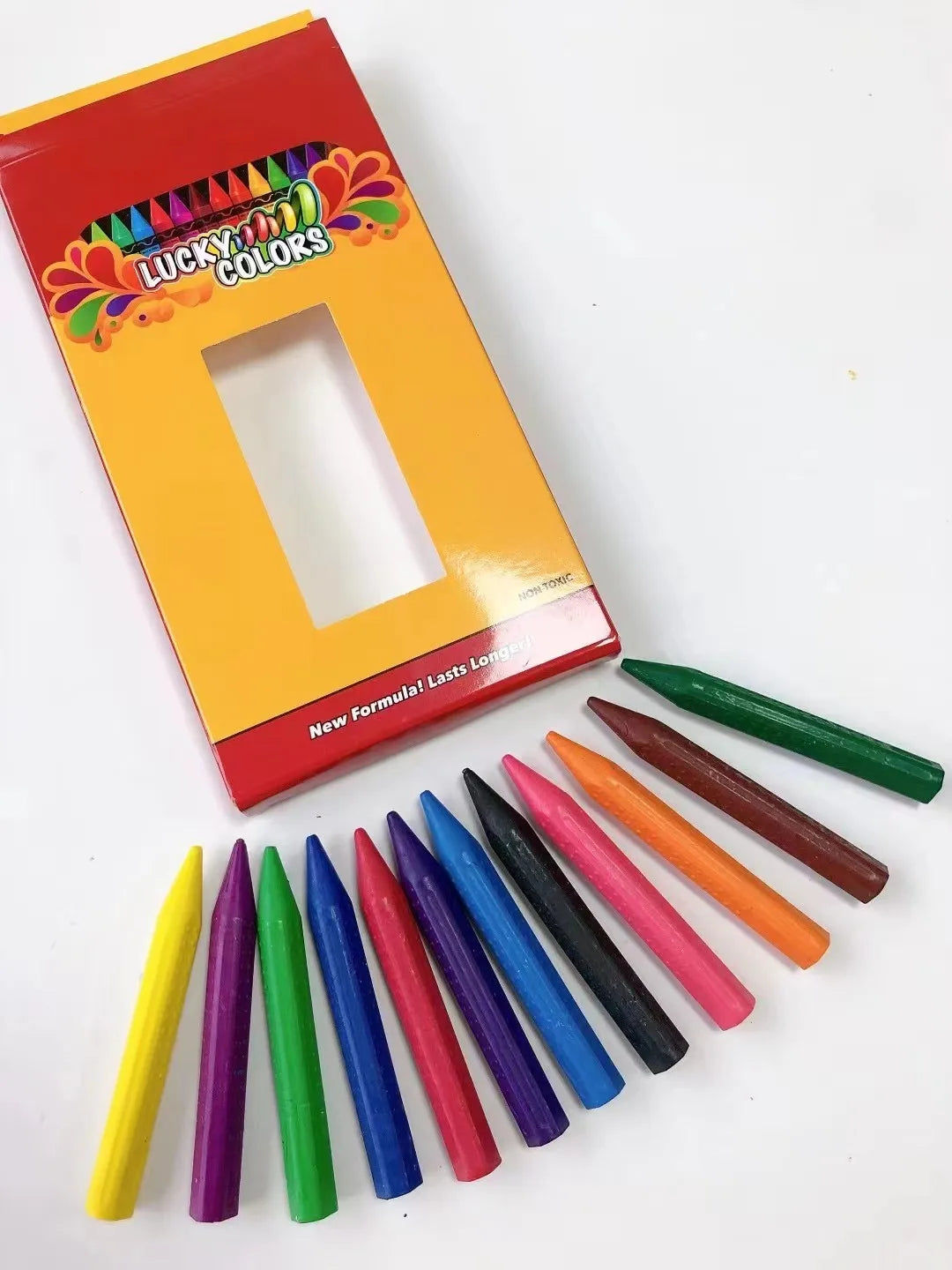 12-Color Washable Non-Toxic Wax Crayons — Jumbo Drop-Shaped Easy-Grip Crayon Sticks for Kids Art Supplies