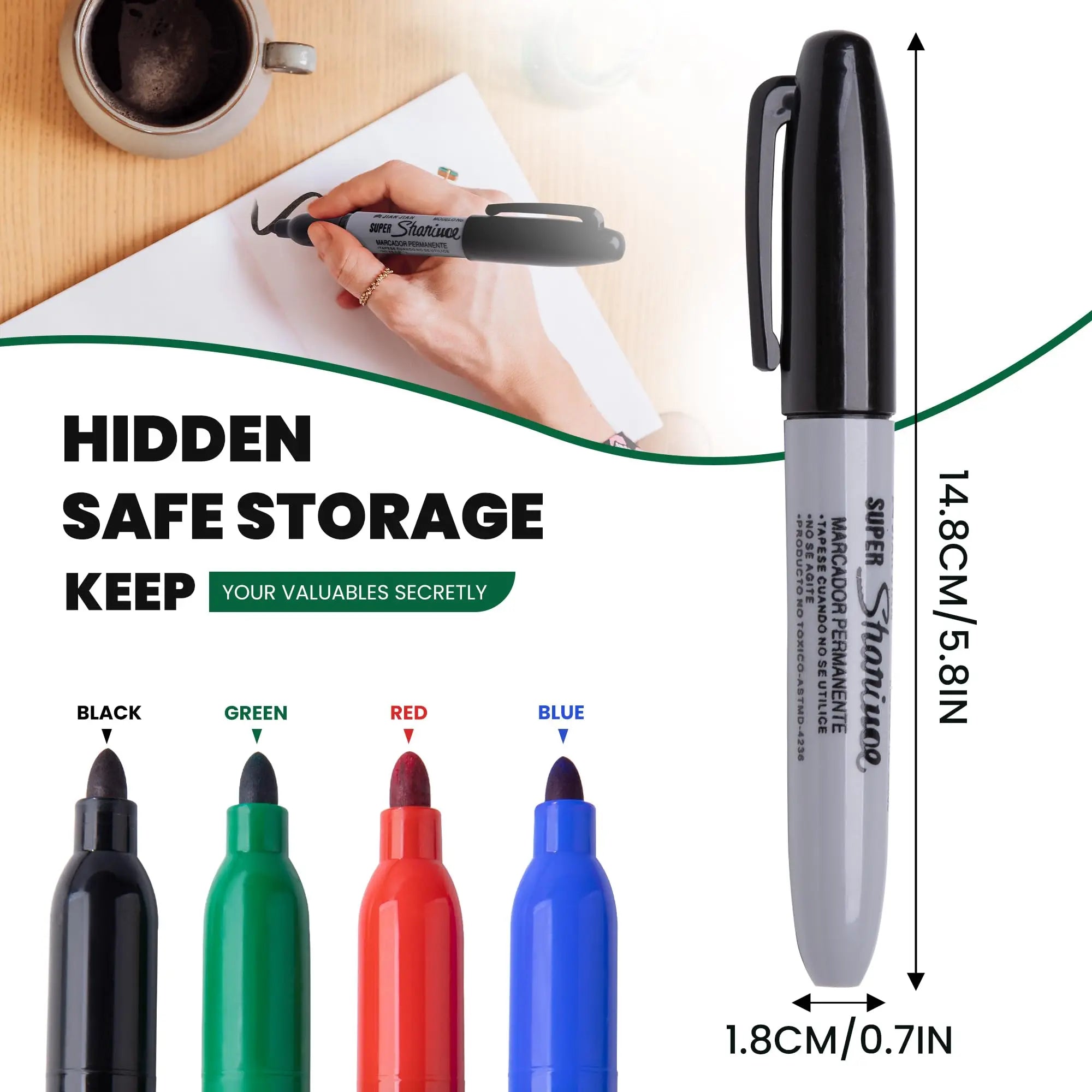 Hidden Diversion Marker Pen - Discreet Secret Stash for Cash, Jewelry & Small Valuables | Gift for Home & Dorm