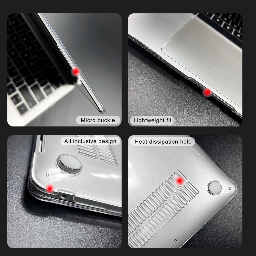 Hard Shell Protective Laptop Case for MacBook Air & Pro 13/13.6/14/16 Inch – PVC Snap-On Cover with Keyboard Cover & Screen Protector