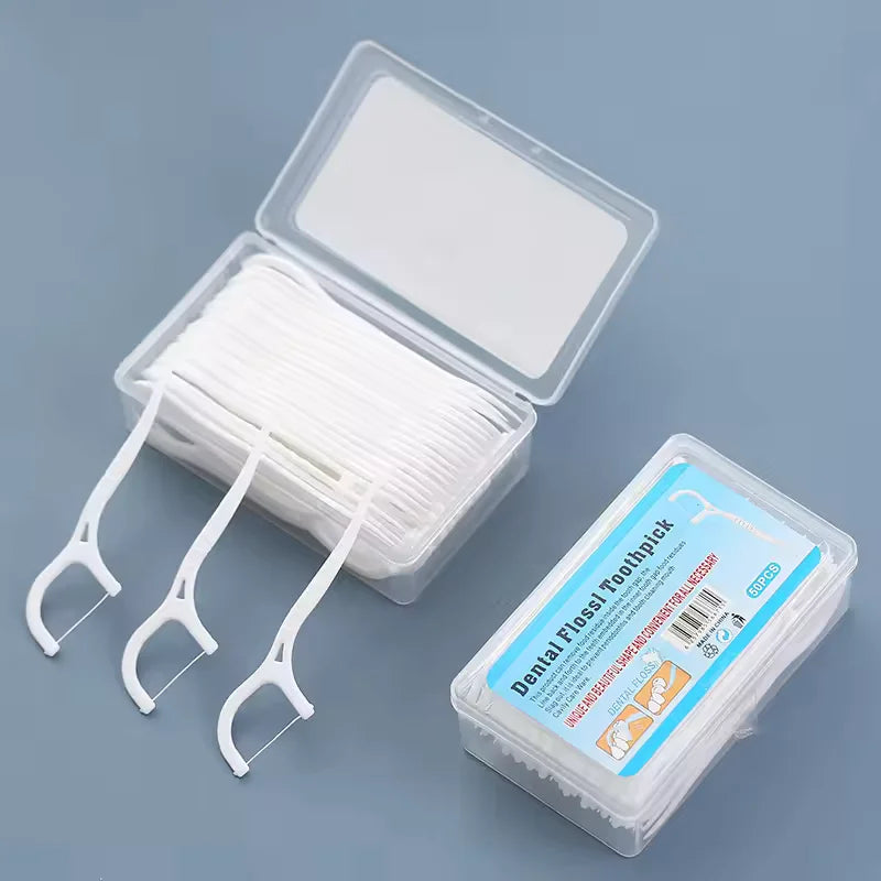 50-Pack Dental Floss Picks Interdental Toothpicks and Mini Brushes for Oral Hygiene