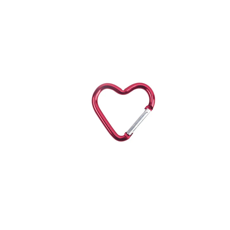 Heart-Shaped Aluminum Carabiner Keychain Clip for Keys, Water Bottles & Bags - Travel Hanging Hook
