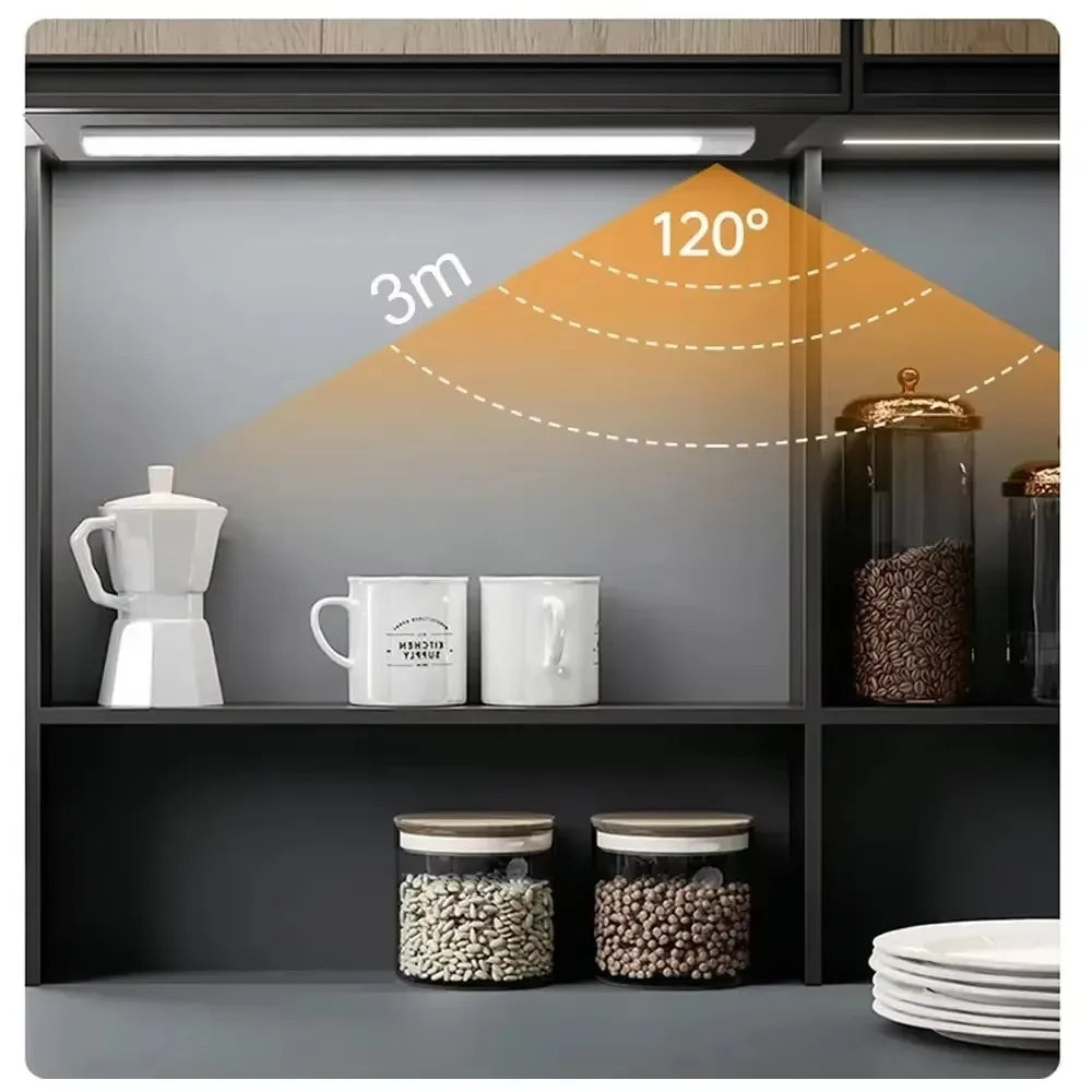 Rechargeable LED Motion Sensor Under Cabinet Light 10/20/30/40/50 cm (3.9/7.9/11.8/15.7/19.7 in) 3-in-1 Color Temp for Closet Kitchen Wardrobe
