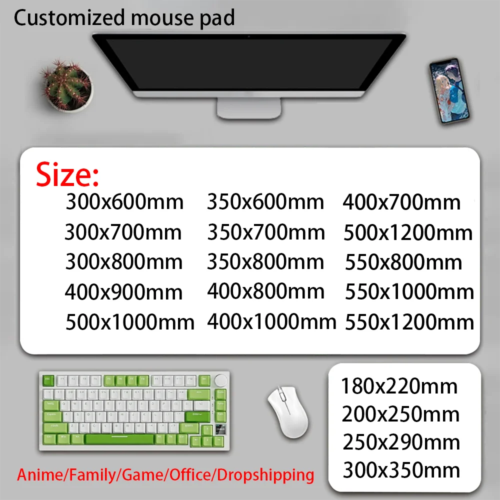 Custom XXL Gaming Mouse Pad, Personalized Large Desk Mat, DIY Logo Mousepad for Gamers & Office