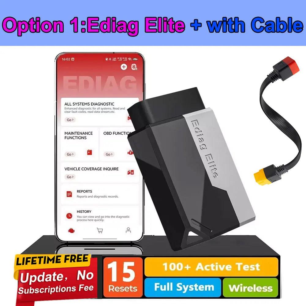 OBD2 Scanner Bi-Directional CAN FD, 15 Reset Functions & Auto VIN — Bluetooth OBDII Diagnostic Tool with Lifetime Free Updates (Android & iOS)