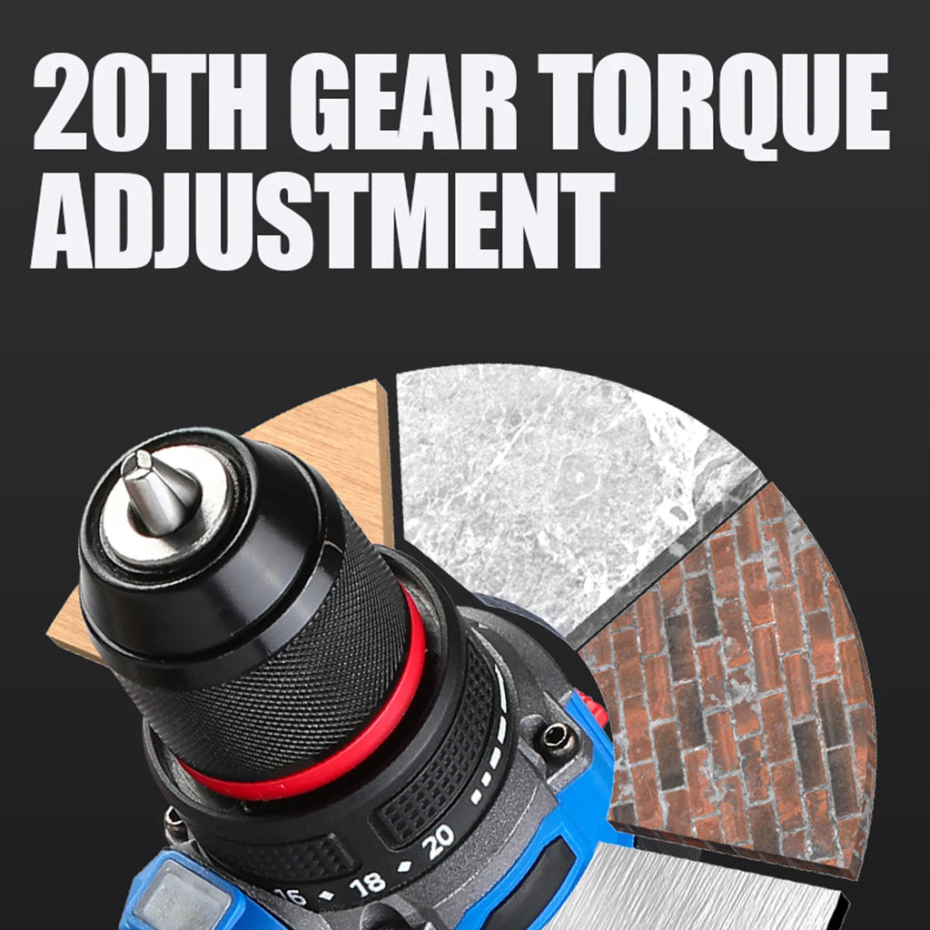 Brushless Cordless Mini Drill 16.8V, 50 N·m Self-Locking Chuck, 20+1 Torque Settings, 2-Speed Electric Screwdriver for Home DIY