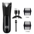 Men's Groin & Body Hair Trimmer Electric Wet and Dry Shaver with Stainless Steel Blade and 2 Guard Combs