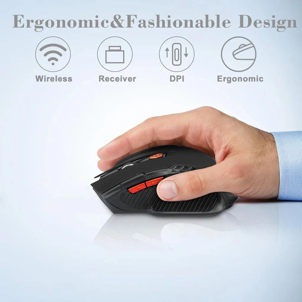 2.4G Wireless Mini Optical Mouse 1600 DPI with USB Receiver – 6-Button Right-Handed Portable Mouse for Laptop PC