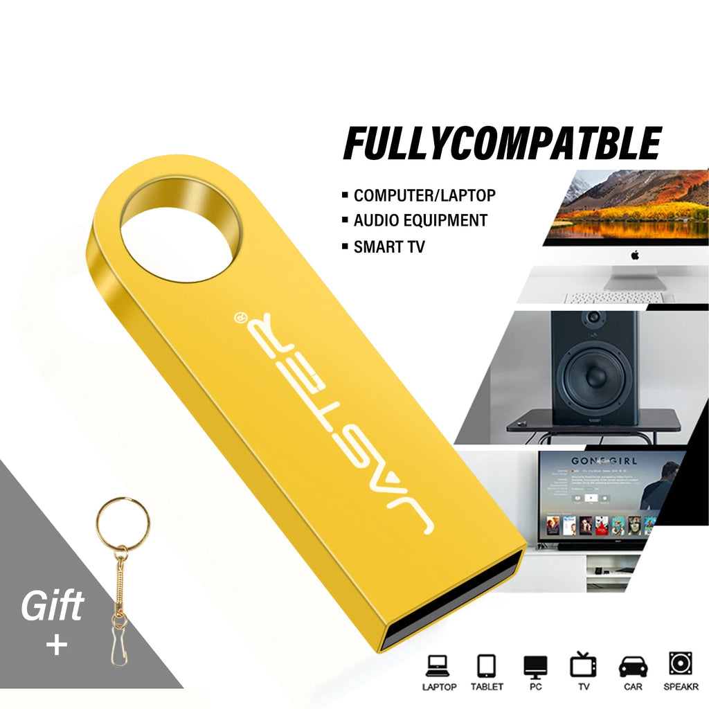 Metal USB 2.0 Flash Drive Pen Drive 4/8/16/32/64/128GB – Portable USB Stick, Waterproof & Antimagnetic