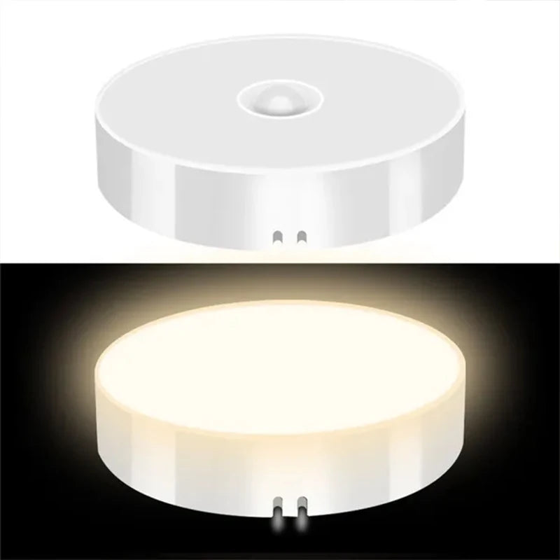 PIR Motion Sensor USB Rechargeable Heart LED Night Light — Wireless Closet Cabinet Wardrobe Staircase Lamp
