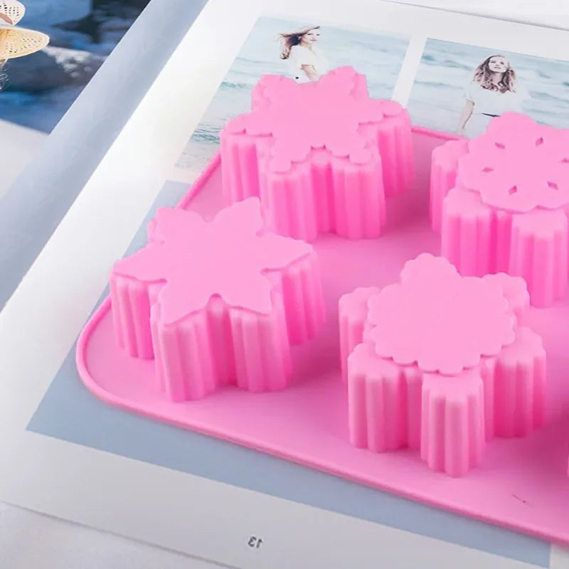 3D Snowflake Silicone Mold for Candle, Soap & Chocolate — DIY Christmas Cake Decorating Mold, Party Gift