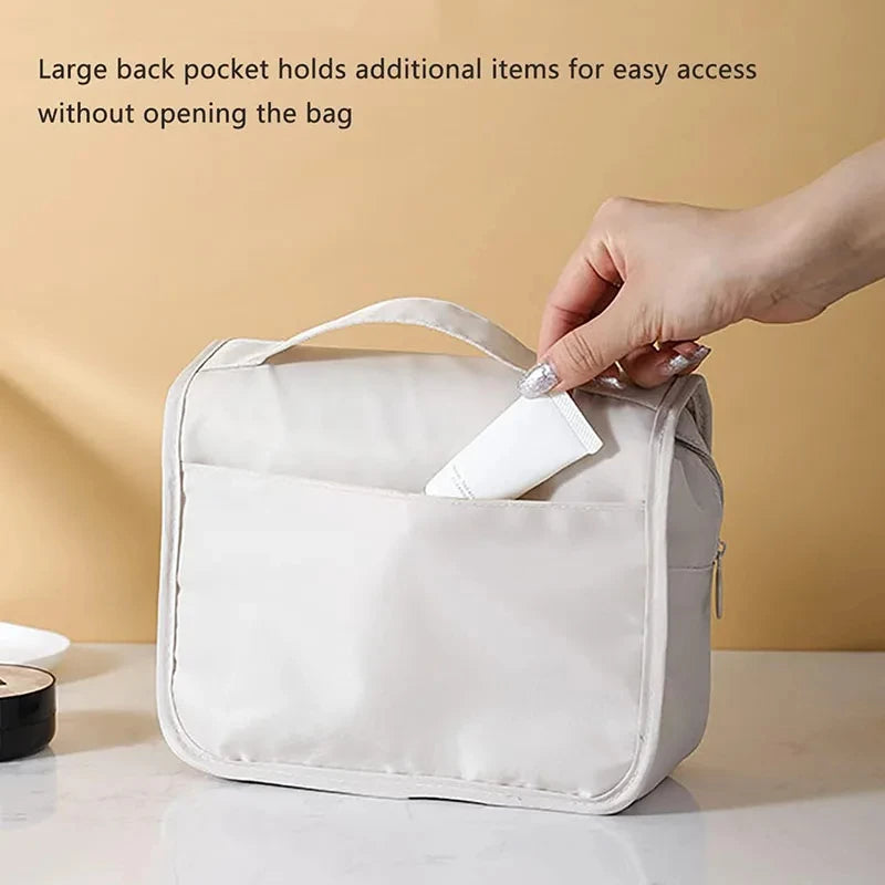 Waterproof Travel Makeup Bag with Hanging Hook – Toiletry & Cosmetic Organizer for Women
