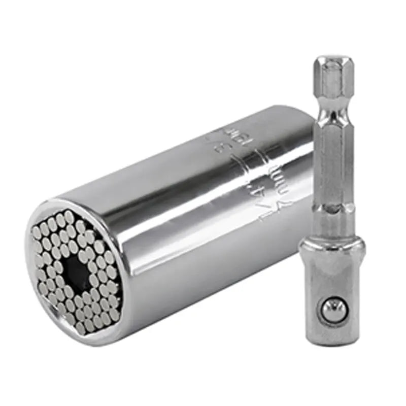 Multifunctional Magic Socket Wrench 7–19mm (0.28–0.75 in) with Extension Rod & Electric Drill Adapter