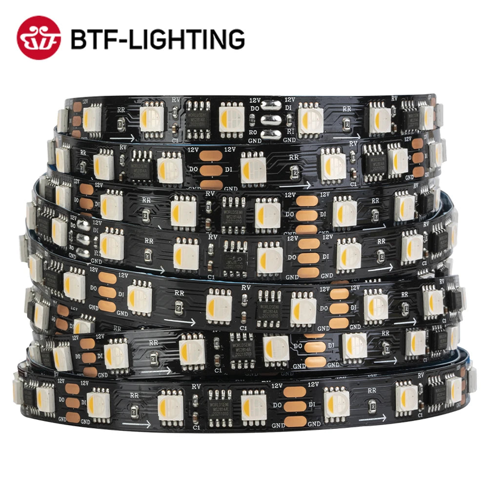 WS2814 RGBW Addressable LED Strip Light 5m (16.4ft) DC12V/DC24V SMD5050 IP30 IP65 IP67 4-in-1 RGB+W 3-Pin
