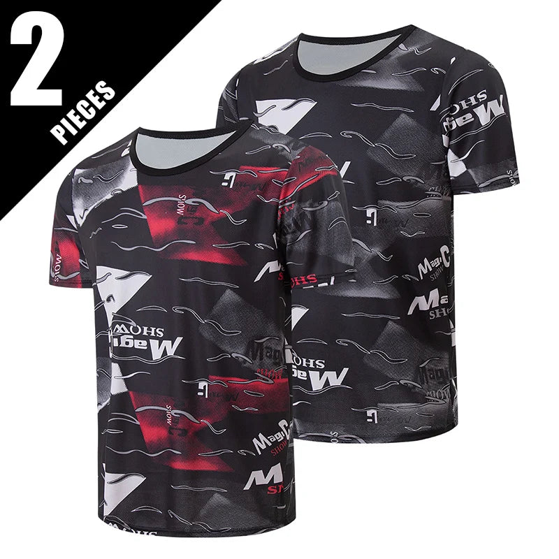 Men's Gradient Quick-Dry Sports T-Shirt Short Sleeve - Running & Fitness Casual Tee