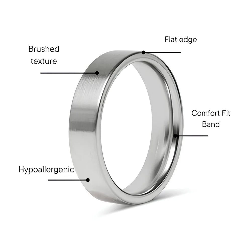 8mm Matte Stainless Steel Unisex Gothic Punk Ring view 2