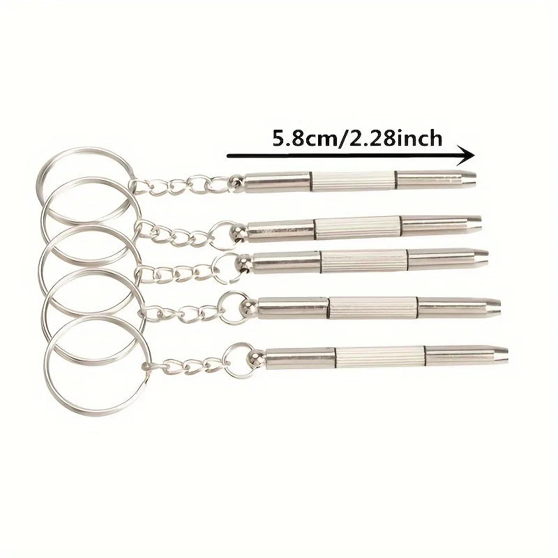 Portable Precision Eyeglass & Watch Screwdriver Kit with Keychain Mini Repair Tool