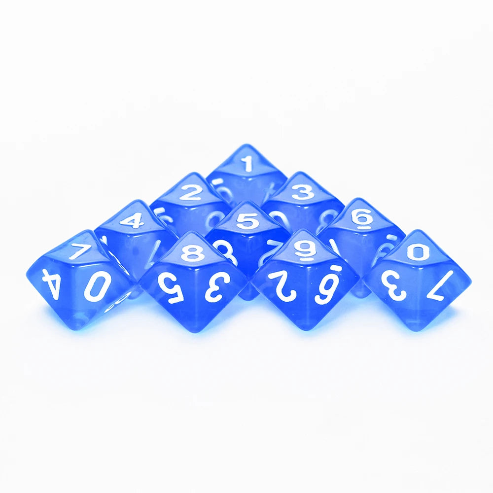 D10 Polyhedral Dice 10-Piece Set for D&D & Tabletop RPGs — Marble & Transparent Styles for Board Games & Parties