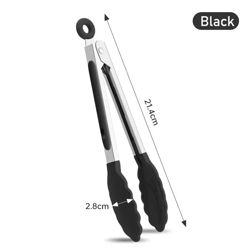 7-Inch Non-Slip Silicone Tip Food Tongs (21.4 cm) – BBQ Grilling, Salad & Kitchen Serving Utensil