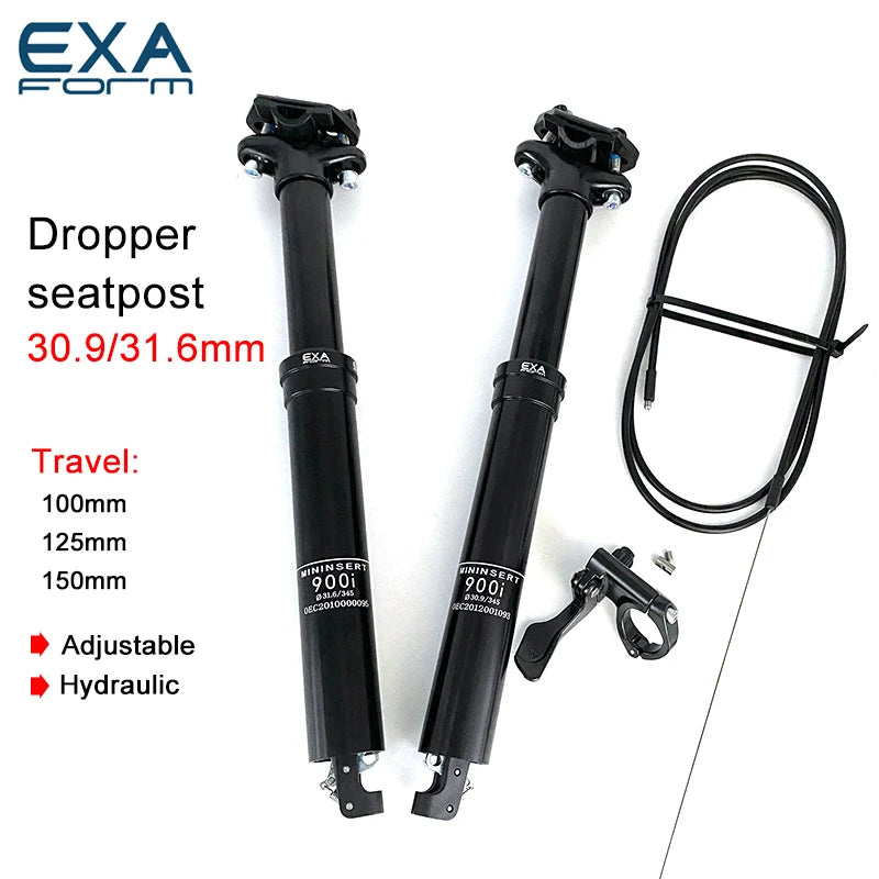 Hydraulic Dropper Seatpost — 30.9mm & 31.6mm Diameters, 100mm or 125mm Travel, Internal Cable Remote