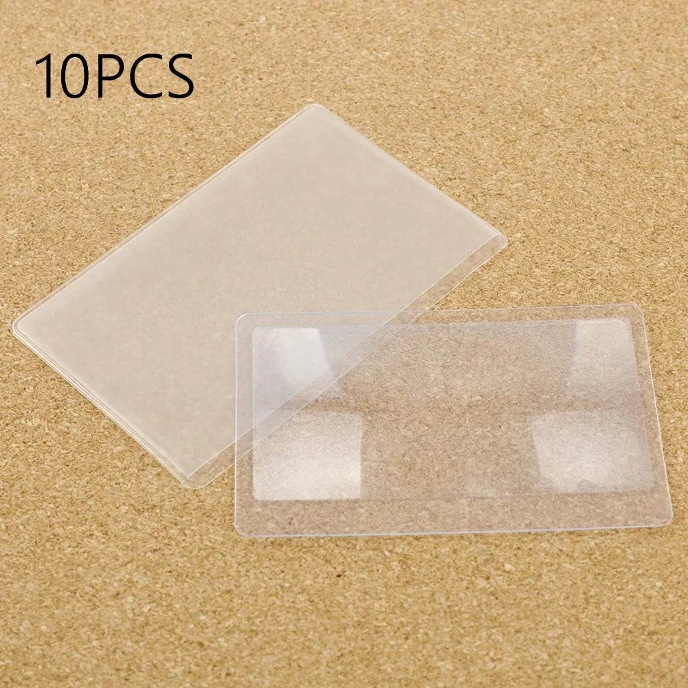3X Fresnel Credit Card Magnifier - Transparent Wallet Size Reading Lens (Multi-Pack)