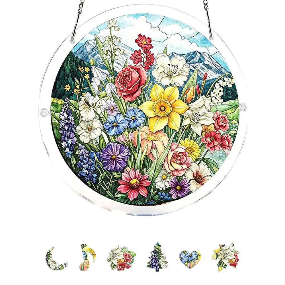 Acrylic Puzzle Suncatcher Window Hanging Stained Glass Style 7.1/7.9 in (18/20 cm) Garden & Home Decor