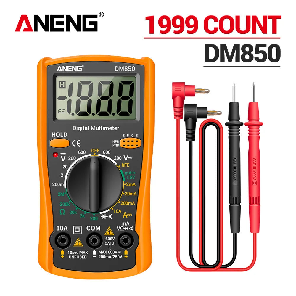 Digital Multimeter 1999-Count AC/DC Voltage Current Resistance Continuity Tester - Pocket Meter