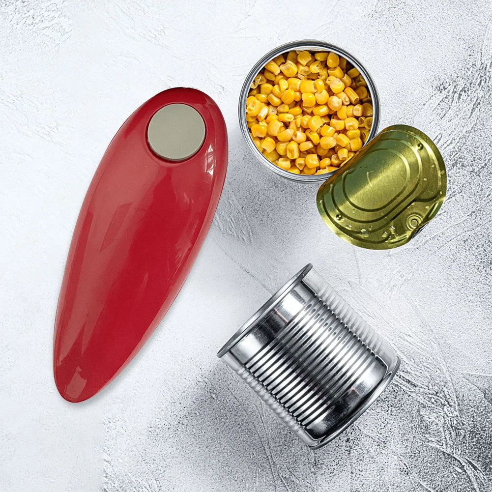 Automatic Electric Can Opener One-Touch Battery Operated Smooth-Edge Portable Can & Bottle Opener for Kitchen & Bar