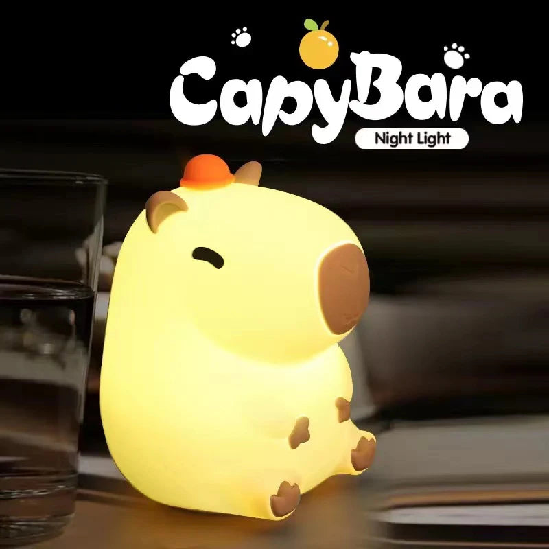 Capybara Silicone Night Light Rechargeable USB Touch Bedside Lamp for Baby Kids Nursery