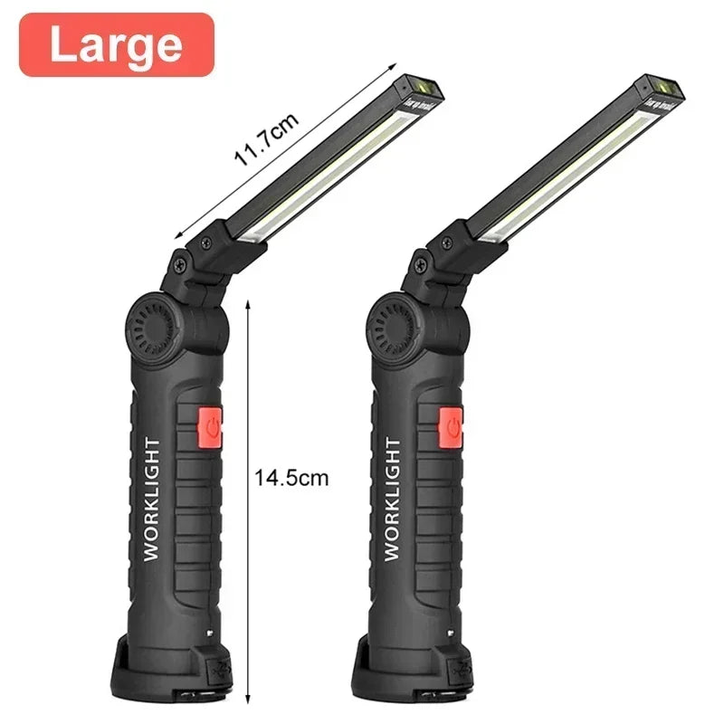 Portable COB LED Work Light – USB Rechargeable Inspection Lamp with Magnetic Hook & 360° Swivel